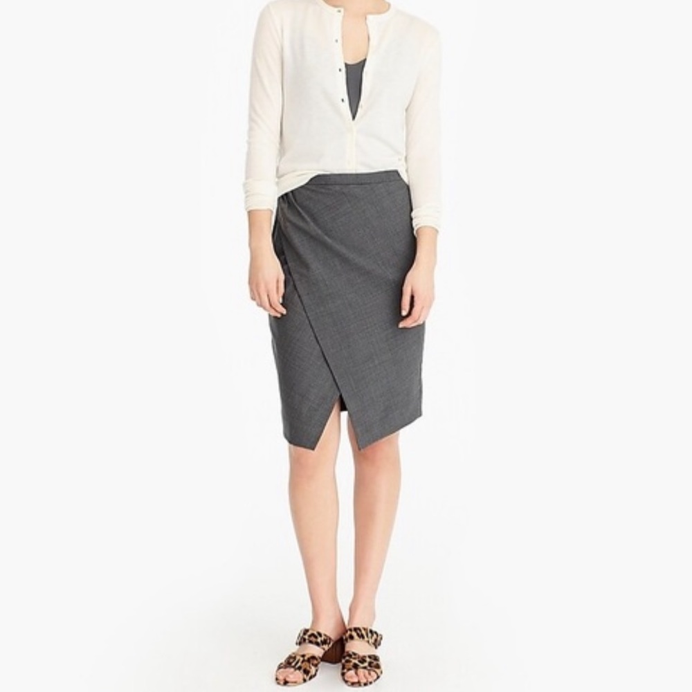 NWT J. Crew 365 Grey Pencil Wrap Skirt Sz 6